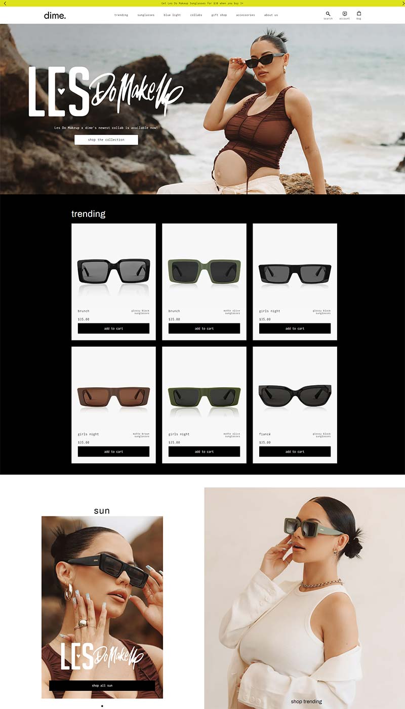 Dime Optics 美国时尚品牌眼镜购物网站