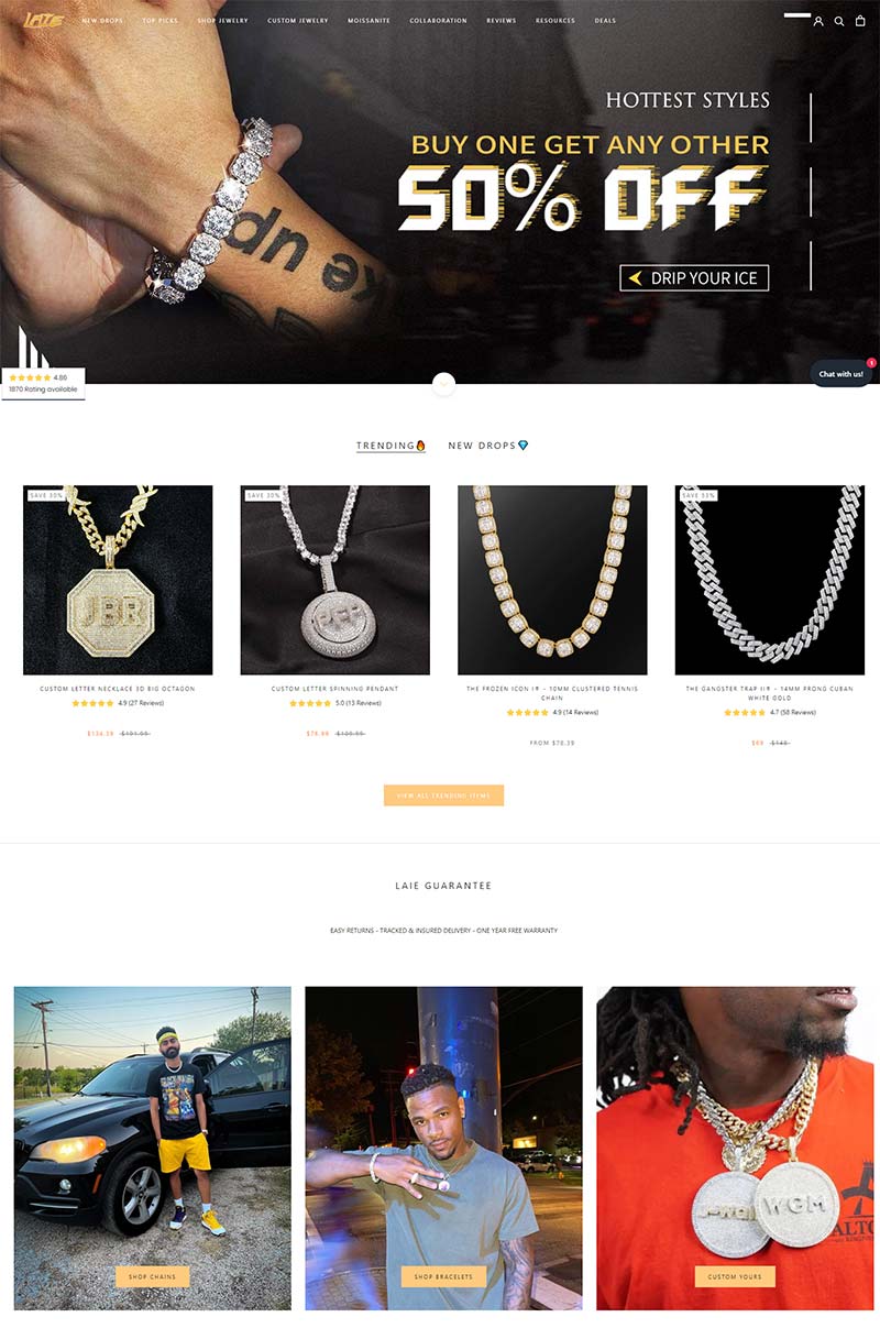 Laie Jewelry 美国嘻哈珠宝配饰购物网站