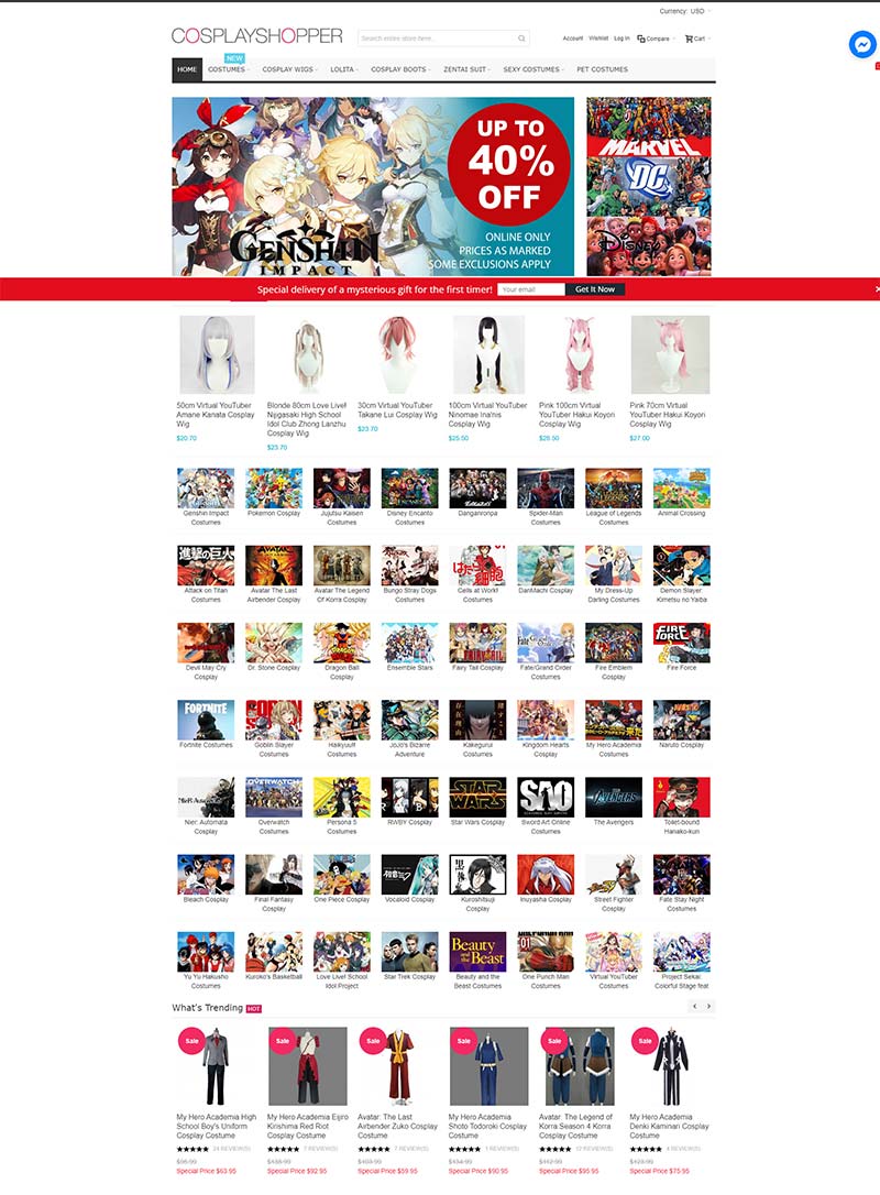 Cosplayshopper 美国二次元Cosplay服装购物网站