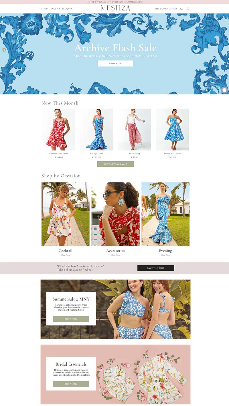 Mestiza New York 美国奢华女装品牌购物网站