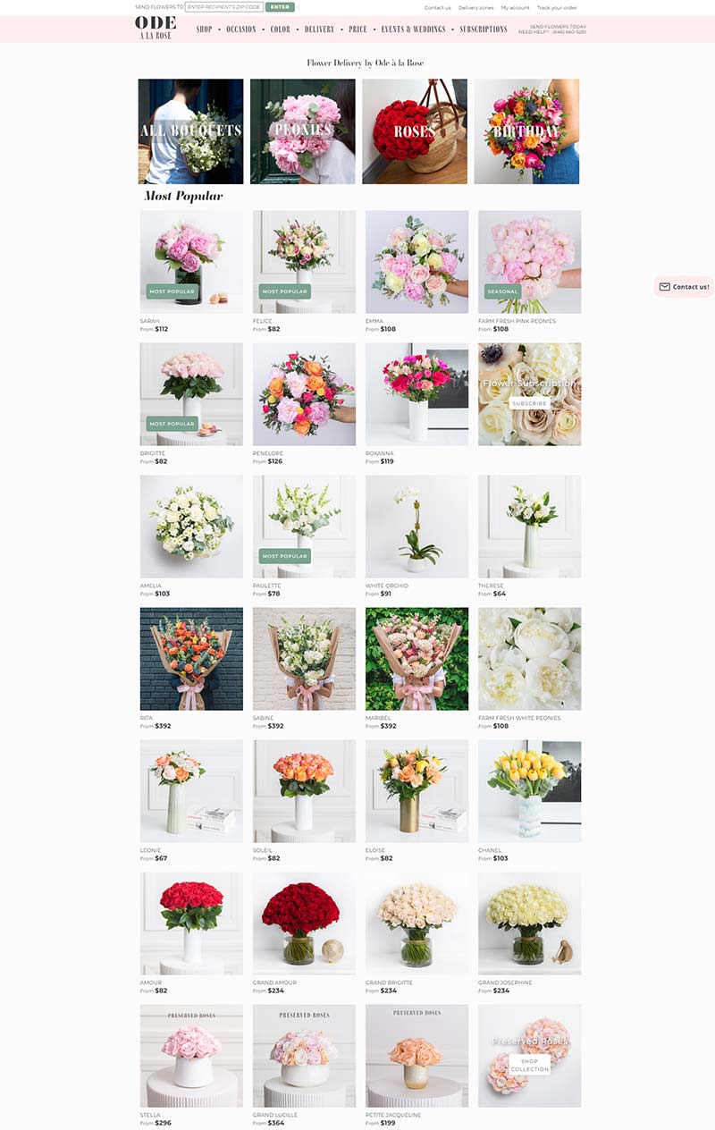 Ode à la Rose 美国鲜花递送服务订阅网站
