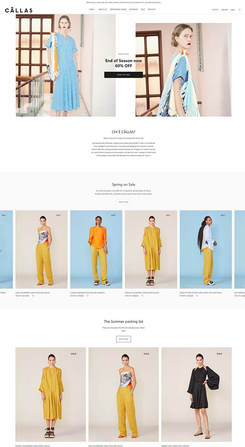 Callas Milano 美国高端成衣品牌购物网站