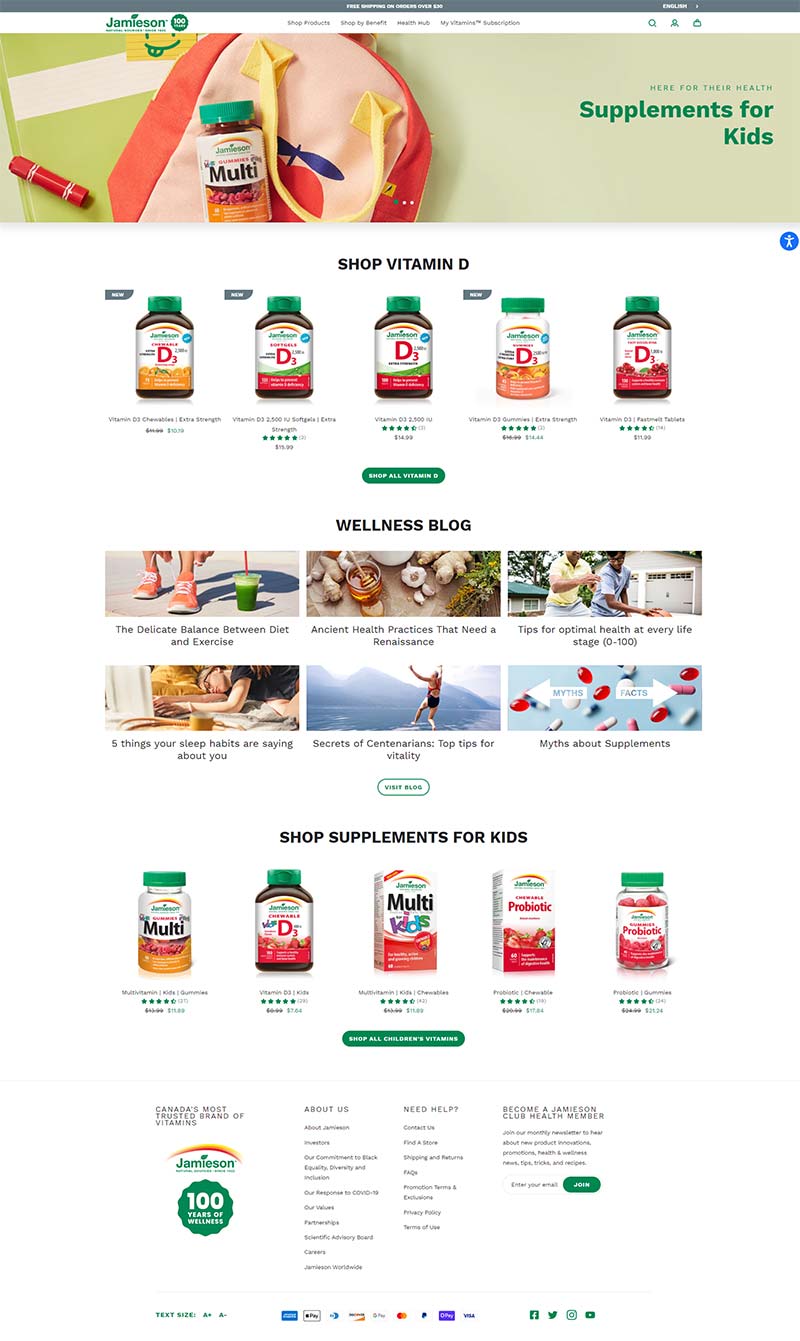 Jamieson Vitamins 加拿大品牌维生素购物网站