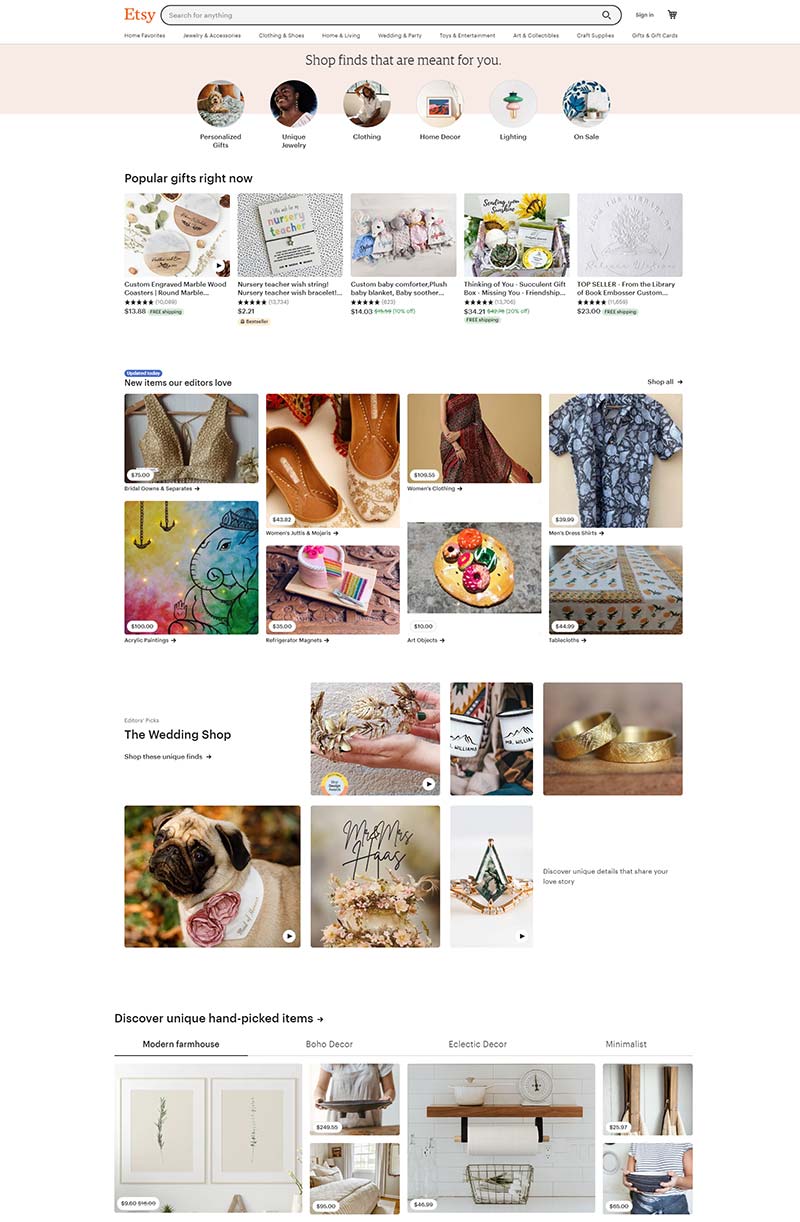 Etsy US 美国手工艺品购物网站