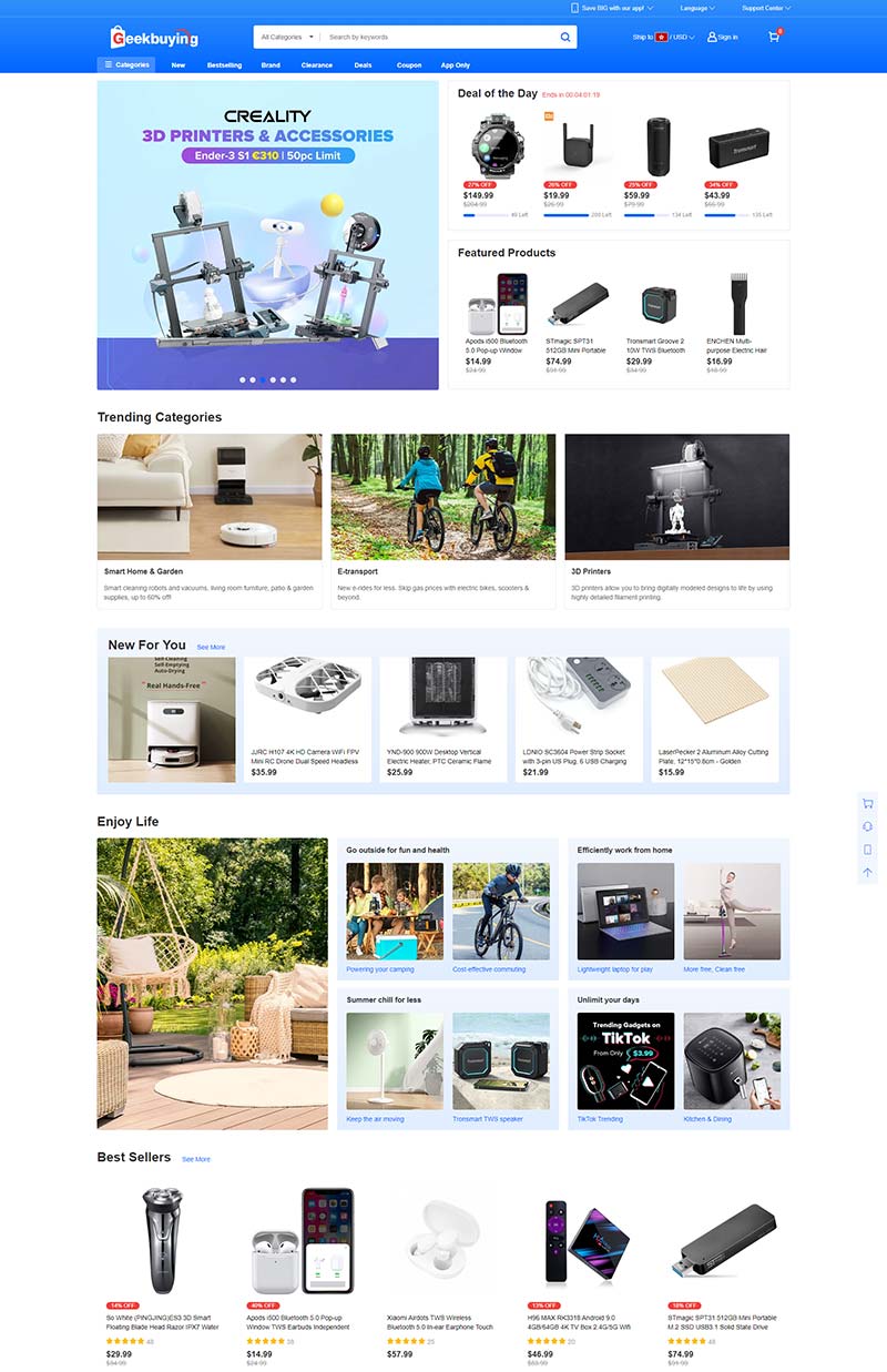 GeekBuying.com 美国电子百货配件购物网站
