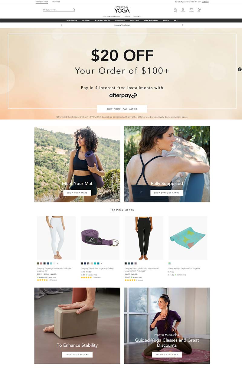 YogaOutlet 美国专业瑜伽品牌购物商店