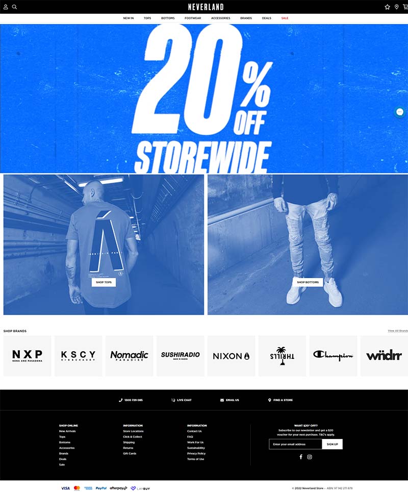 Neverland Store 澳大利亚街头服饰品牌购物网站