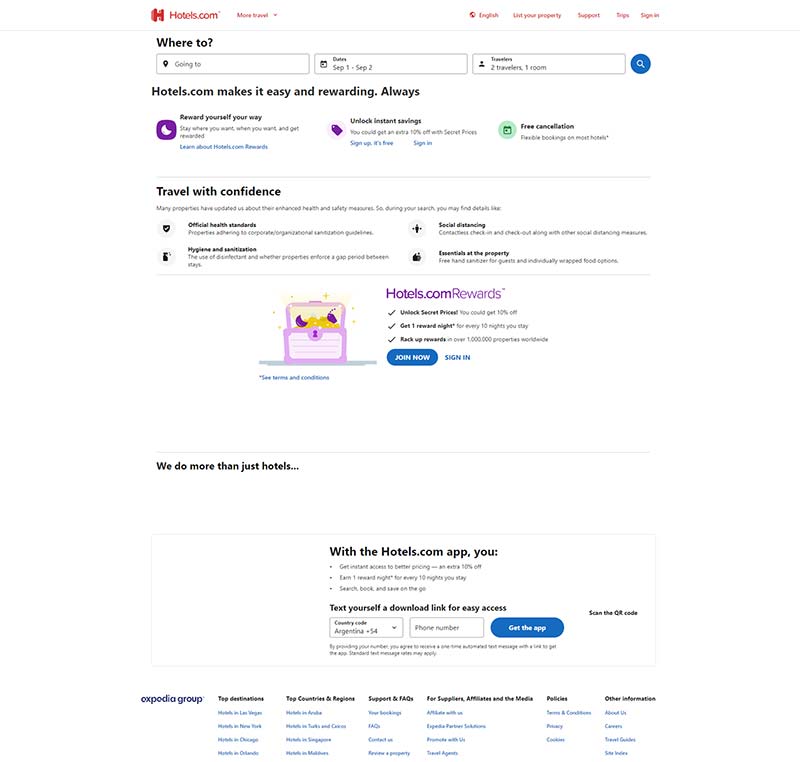Hotels.com 美国国际酒店在线预订网站