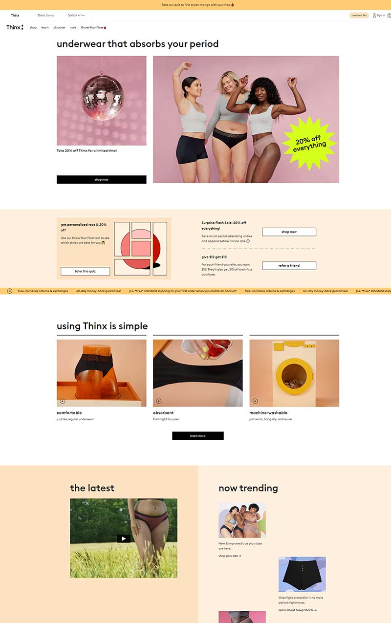 Thinx 美国女性卫生用品购物网站