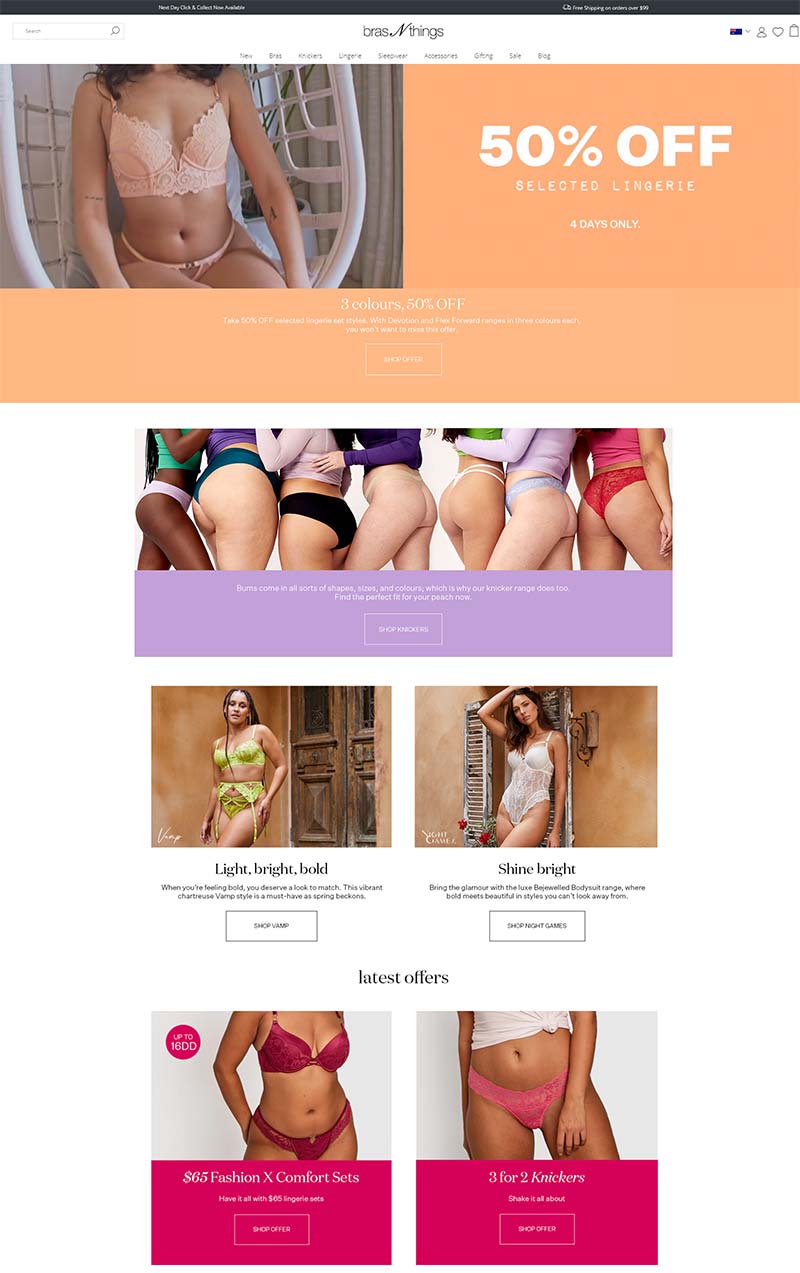 Bras n Things 澳大利亚时尚女性内衣购物网站