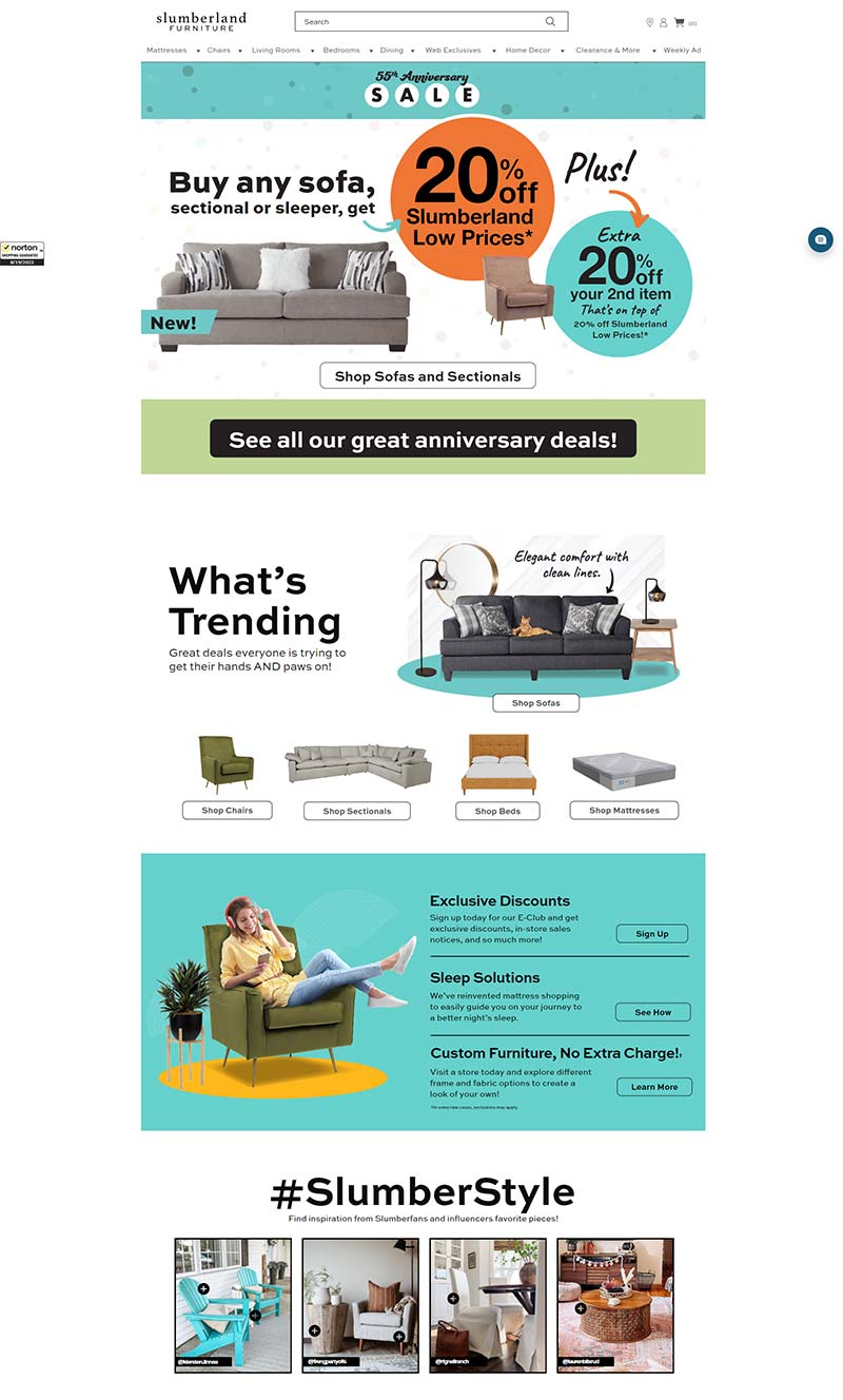 Slumberland Furniture 美国经典家具零售网站