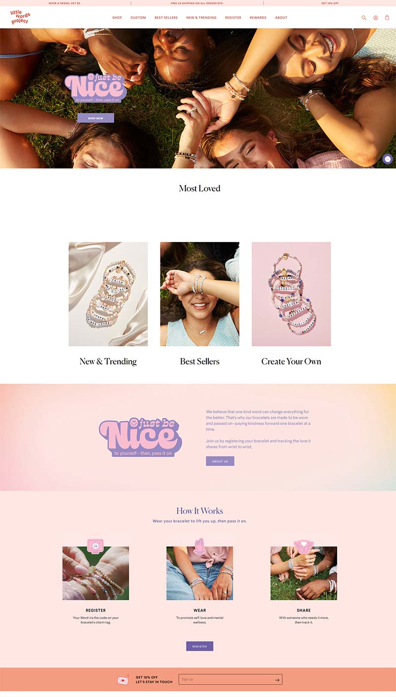 Little Words Project 美国可追踪手链饰品购物网站