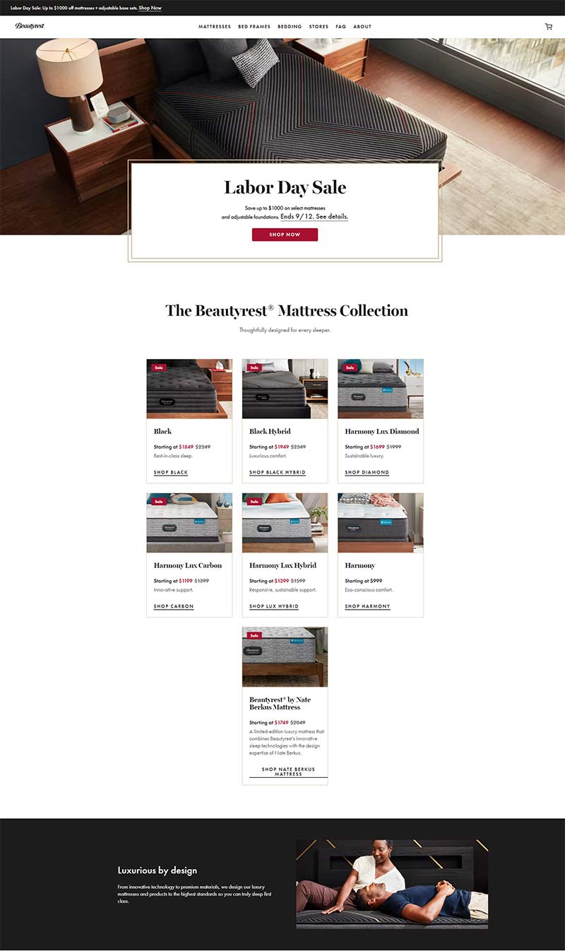 Beautyrest 美国豪华床垫品牌购物网站