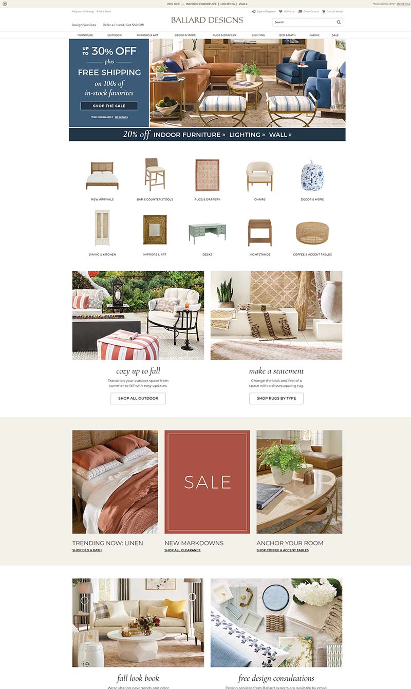 Ballard Designs 美国时尚家具品牌购物网站