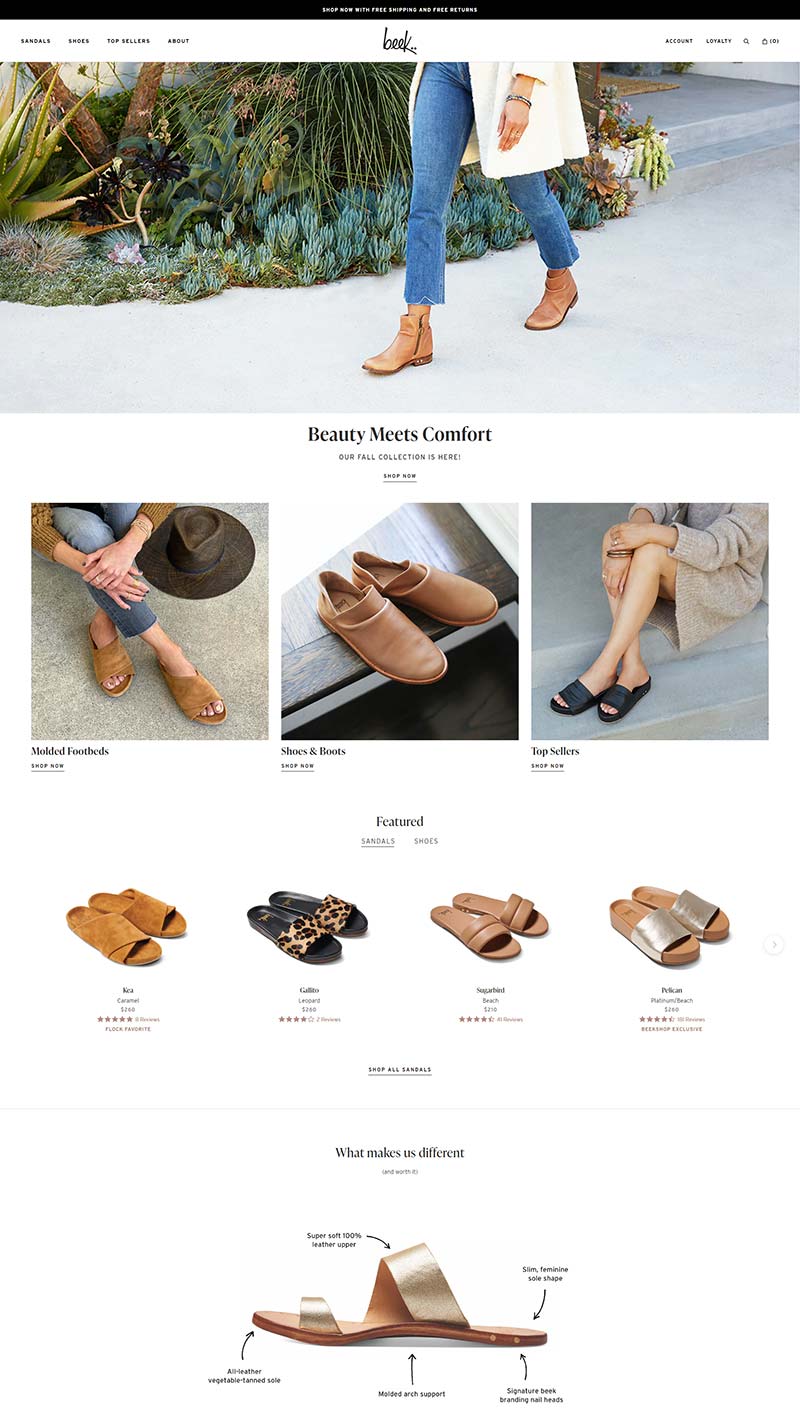 Beek Shop 美国手工皮革凉鞋购物网站
