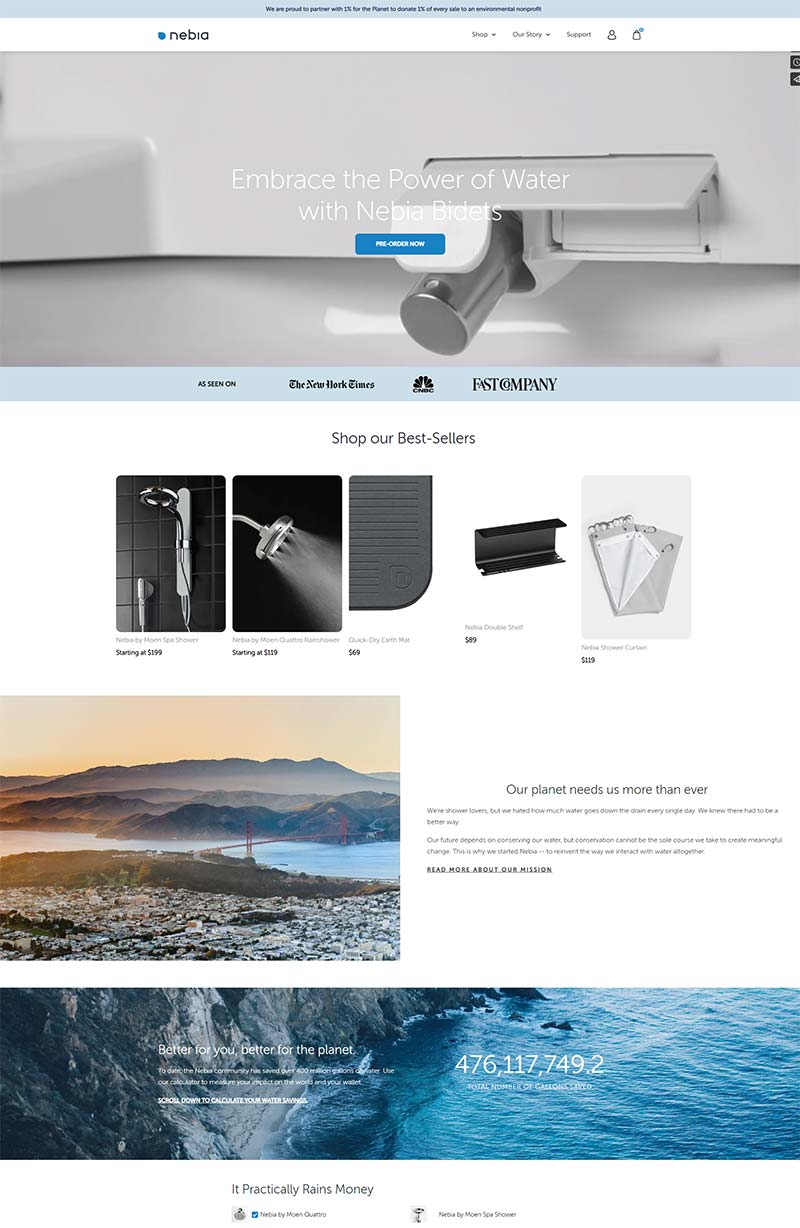 Nebia 美国专业淋浴产品购物网站