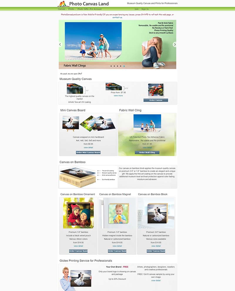 Photo Canvas Land 美国照片画布产品购物网站