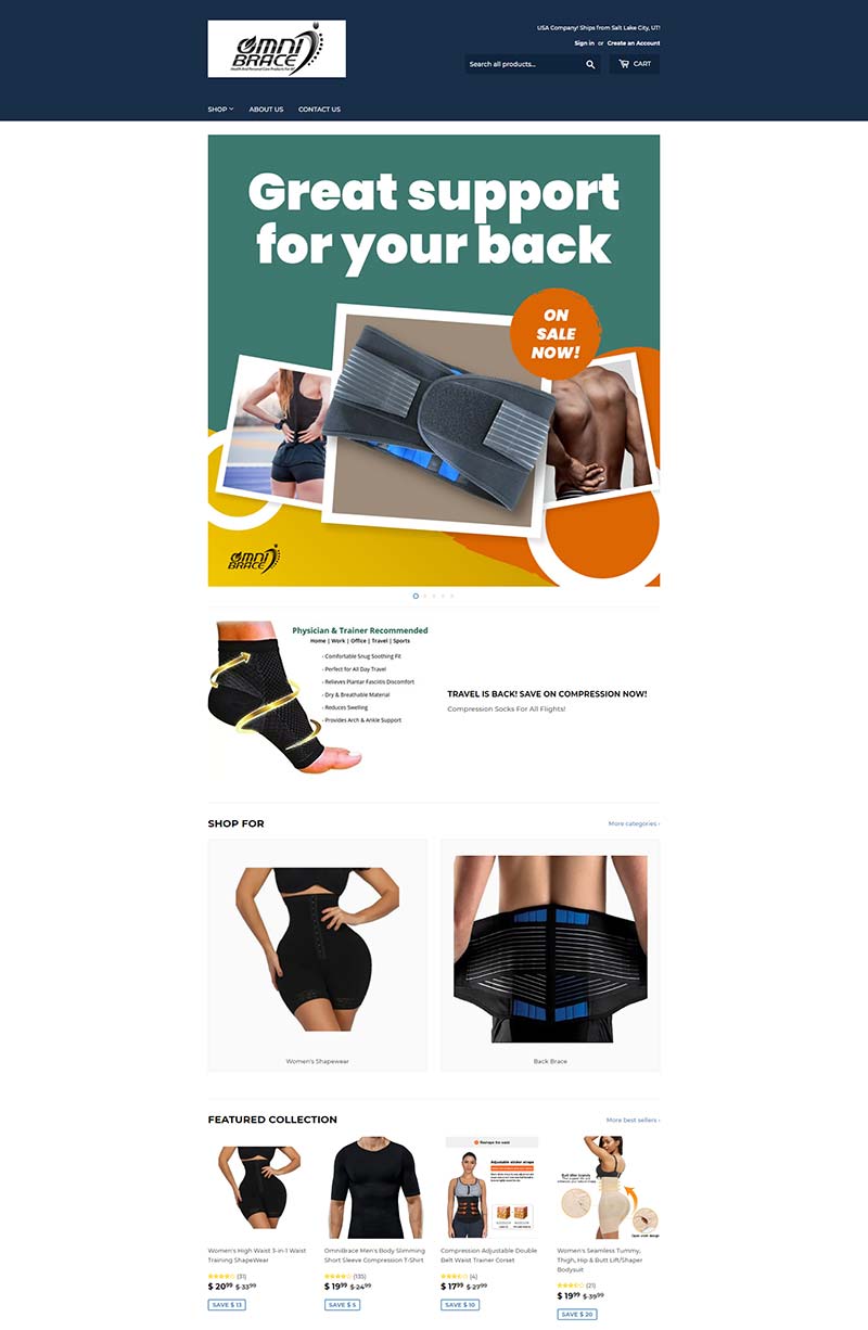 Omnibrace 美国人体支撑护具购物网站