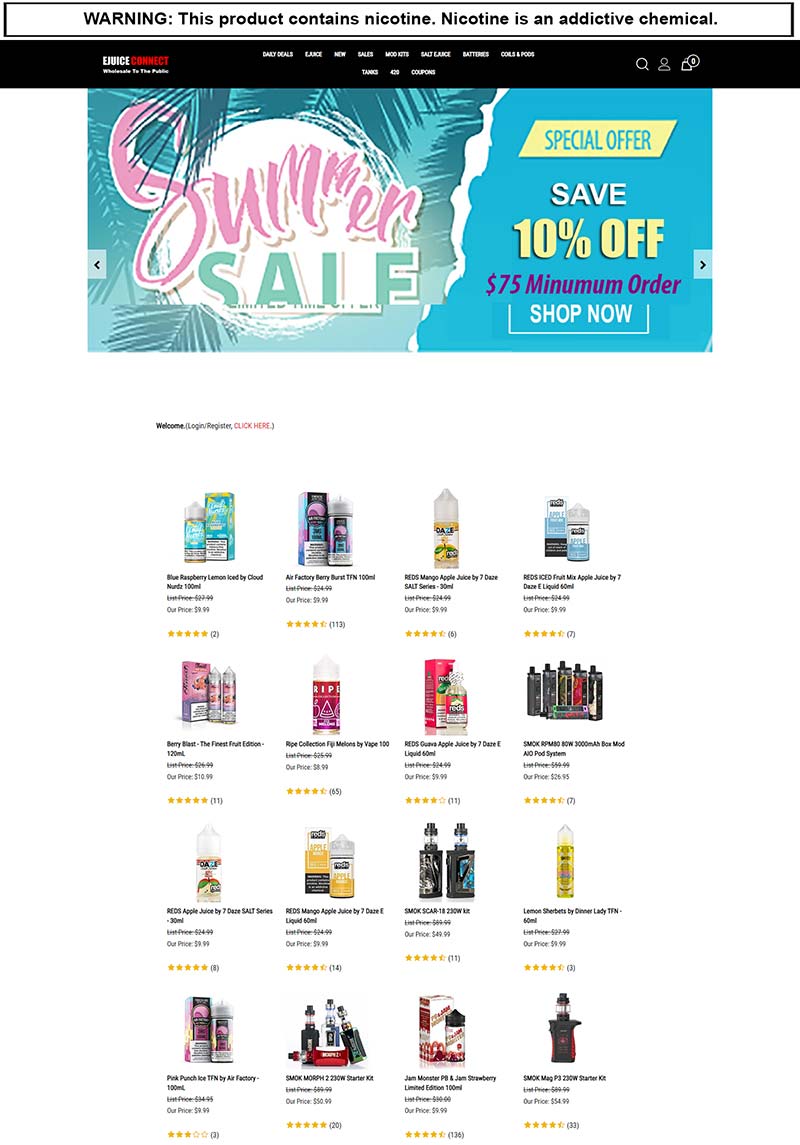 Ejuice Connect 美国蒸汽电子烟配件购物网站