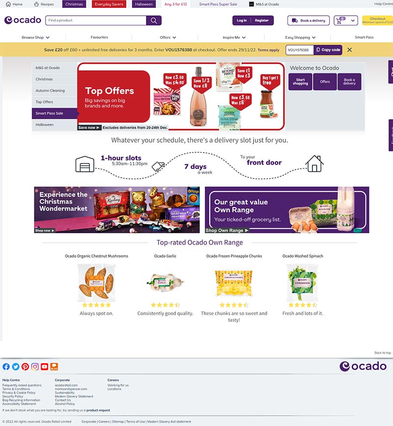 Ocado UK 英国百货电商购物网站