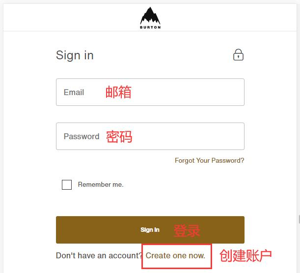 Burton create account