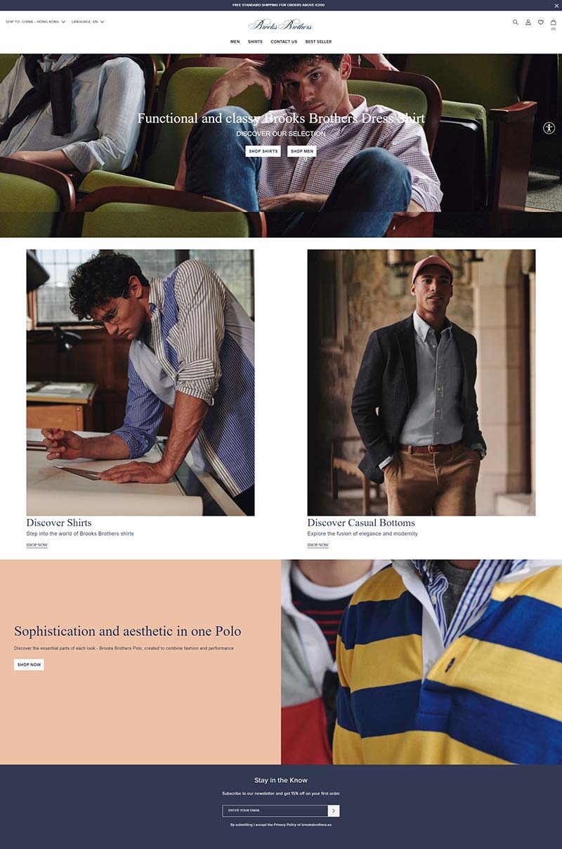 Brooks Brothers EU 美国休闲男装品牌欧盟官网