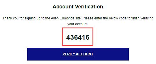 Allen Edmonds Verification Code