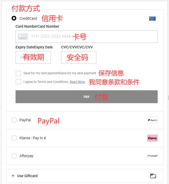 Ganni credit card payment