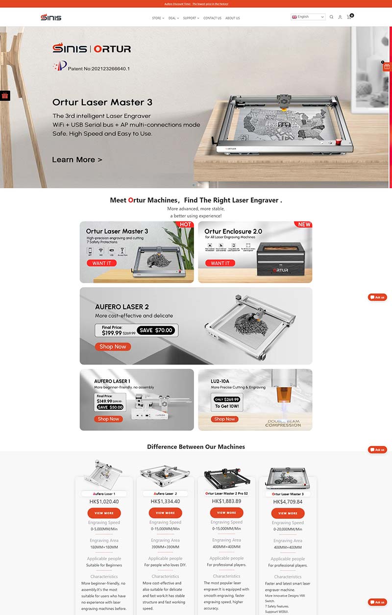 SinisMall 英国电子工具品牌购物网站