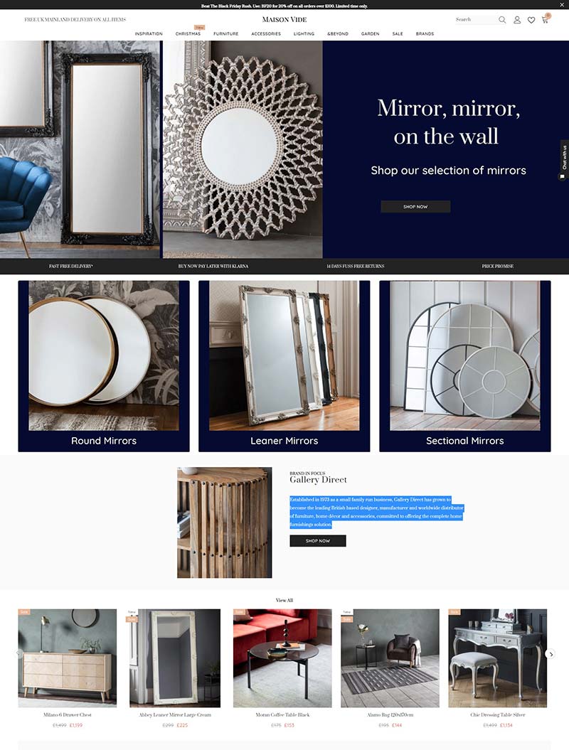 Maison Vide 英国奢华家具品牌购物网站