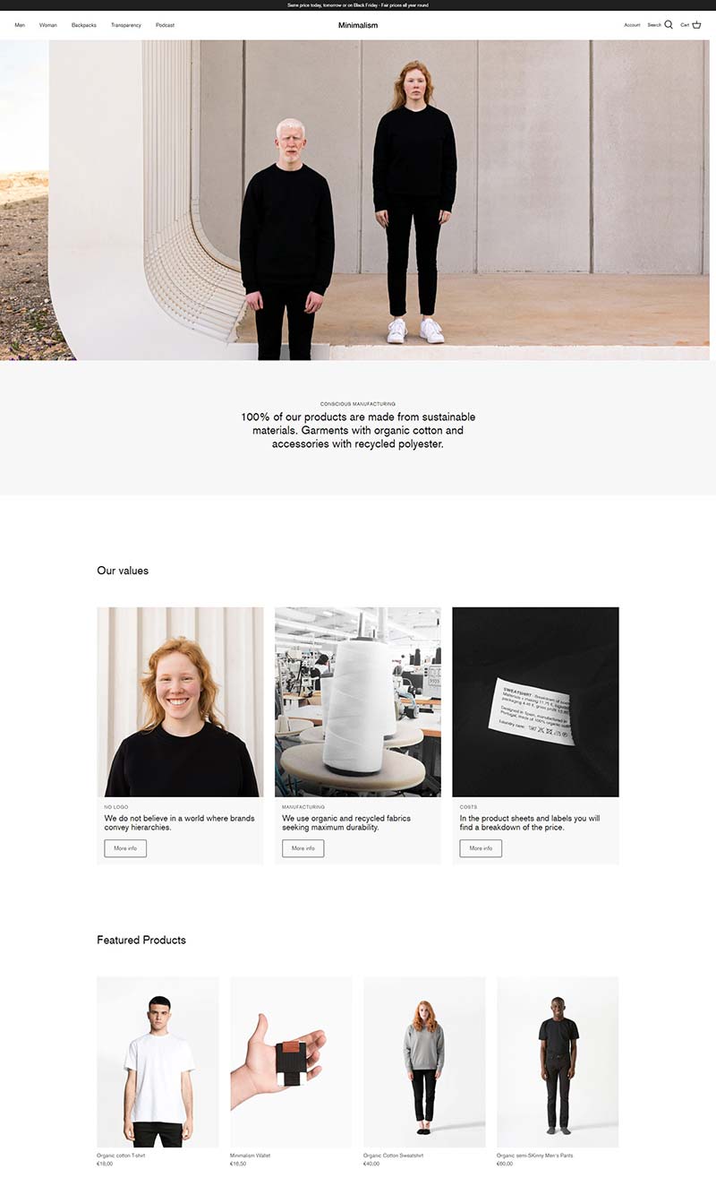 Minimalism Brand 西班牙有机棉服饰购物网站