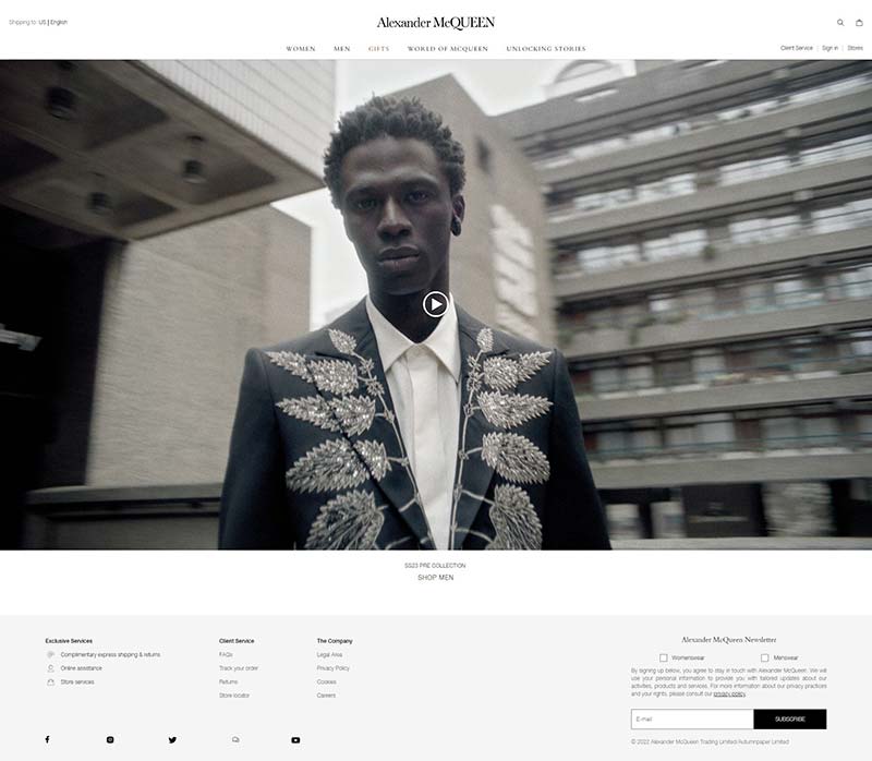 Alexander McQueen 英国高端时装品牌购物网站