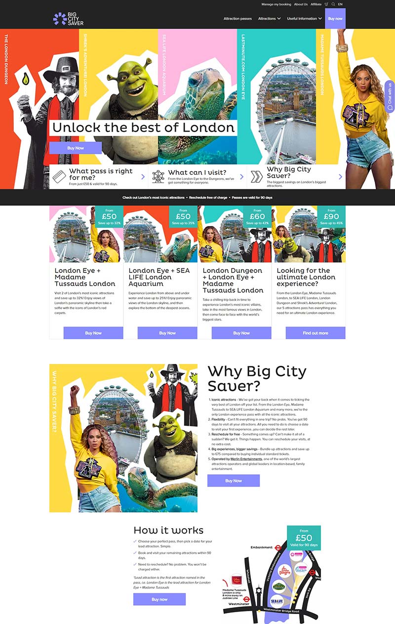 Big City Saver 英国旅游景点门票预定网站