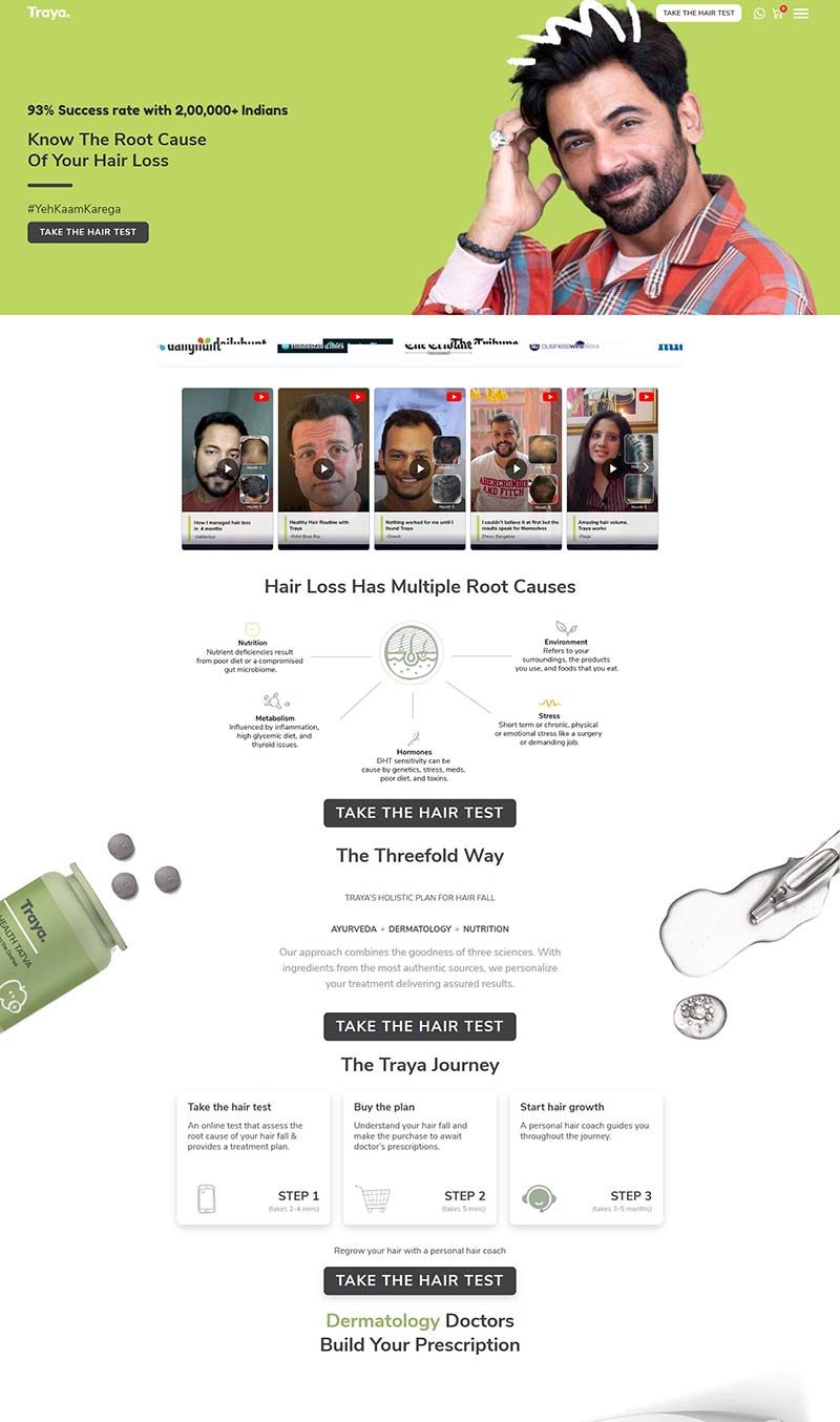 Traya Health 印度防脱发产品购物网站
