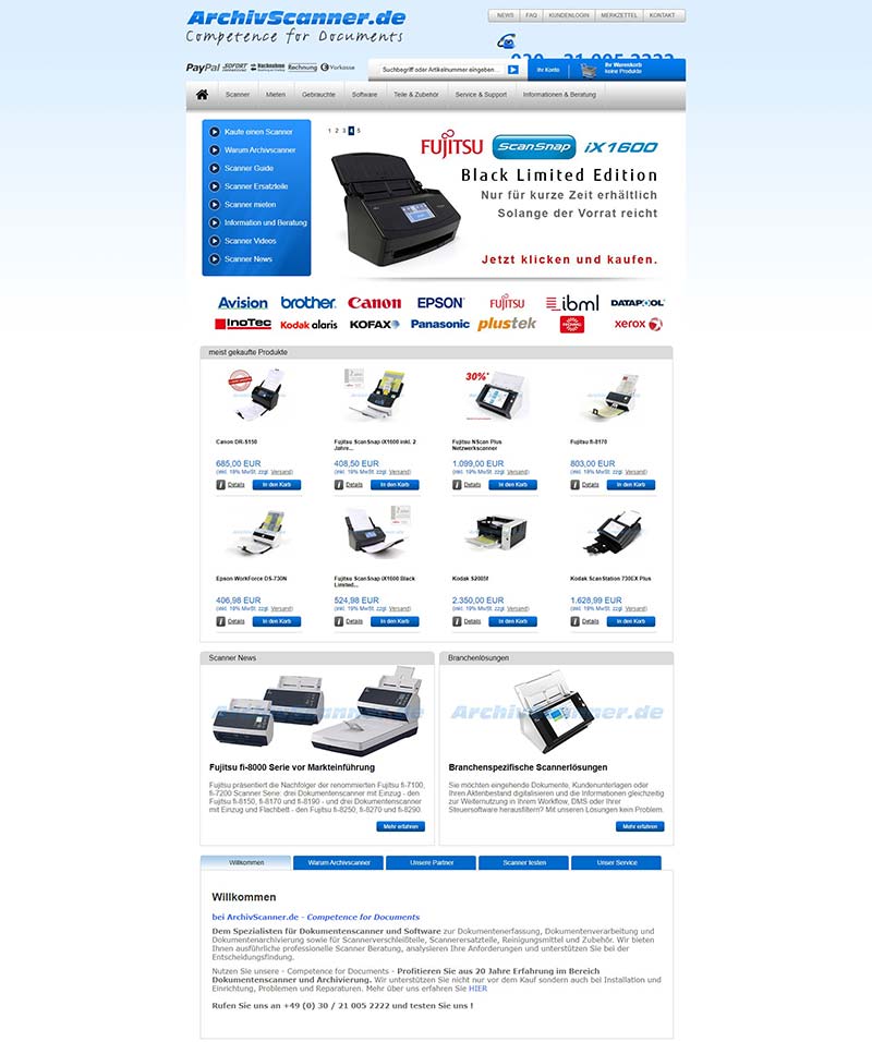 ArchivScanner.de 德国打印扫描仪订购网站