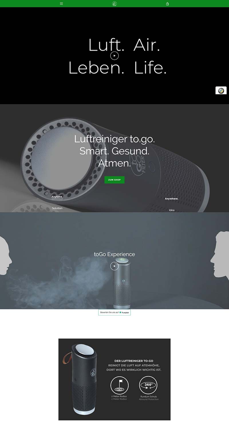 toGo Filter 德国智能空气净化器订购网站