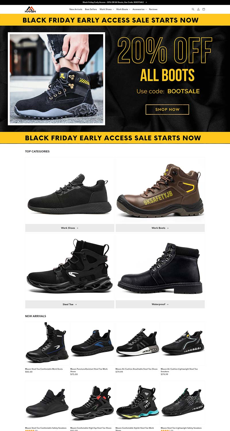 Maven Safety Shoes 美国专业工作鞋购物网站