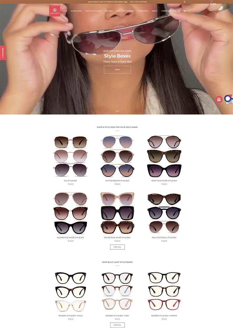 Velvet Eyewear 美国奢华眼镜配饰购物网站