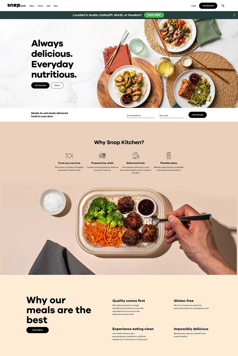 Snap Kitchen 美国冷冻速食食品购物网站