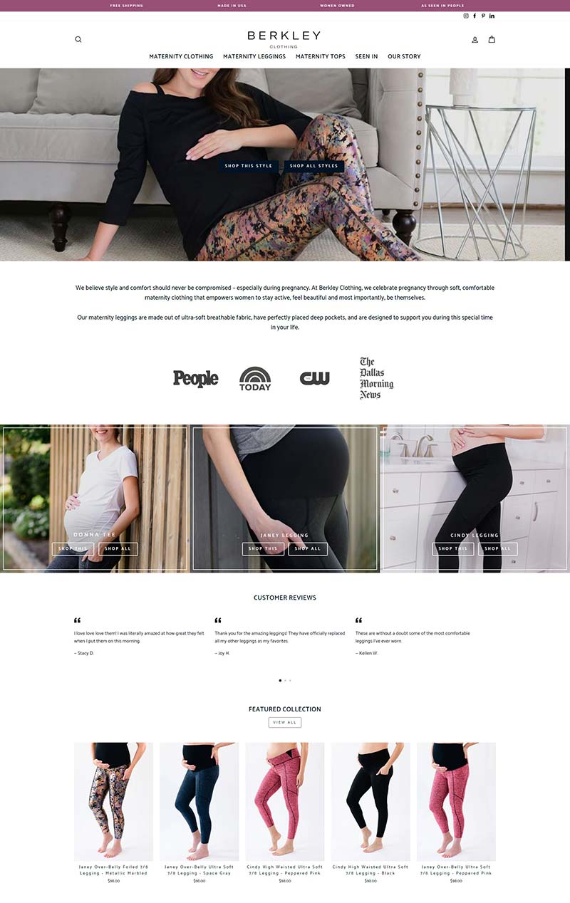 Berkley Clothing 美国孕妇紧身裤购物网站