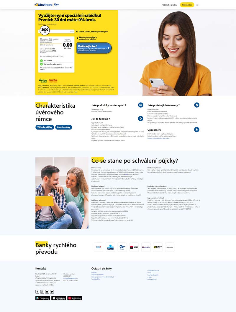 Viva-credit 捷克小额消费贷款申请网站