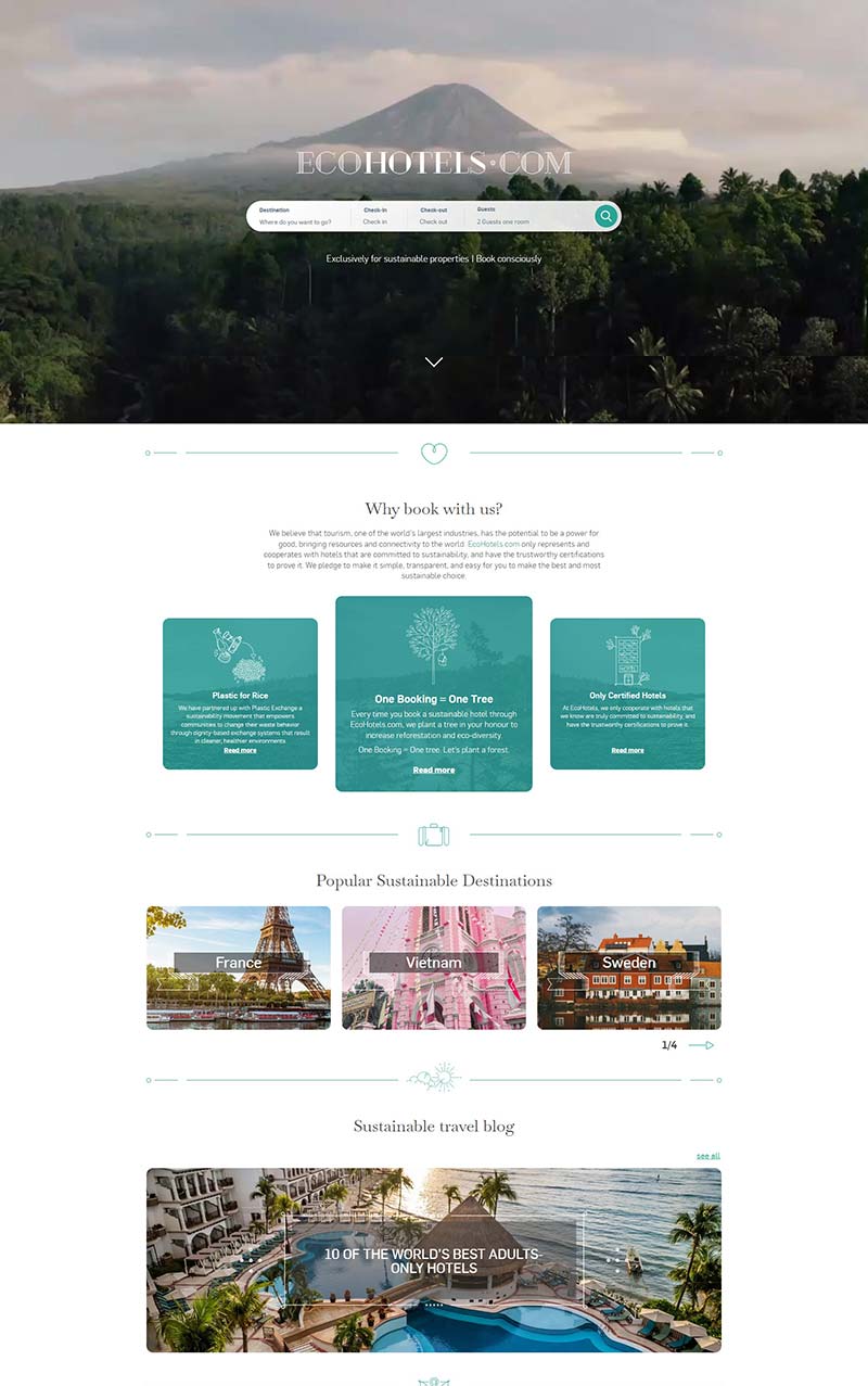 EcoHotels 英国旅游酒店在线预订网站