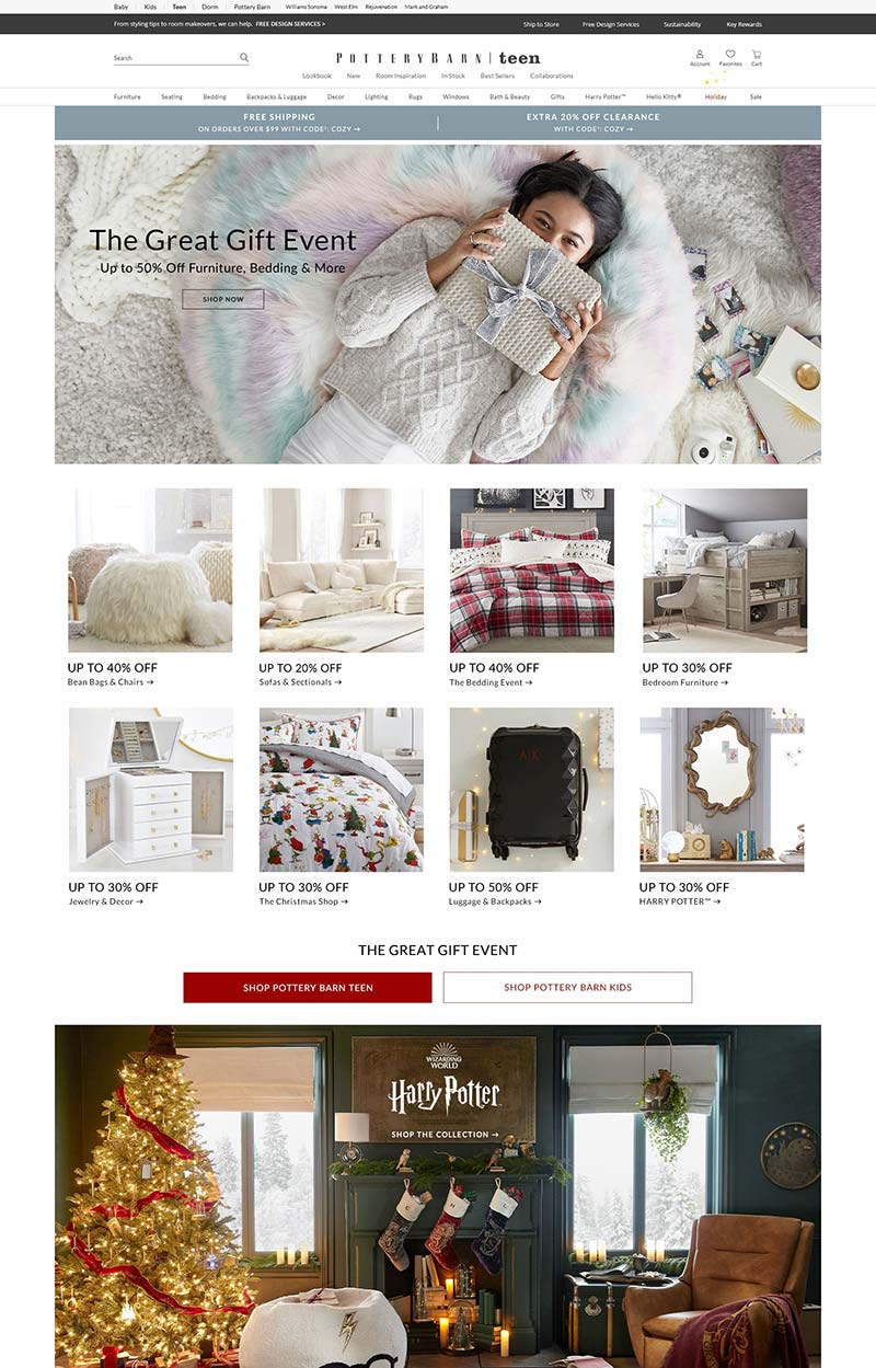 Pottery Barn Teen 美国时尚家居装饰购物网站