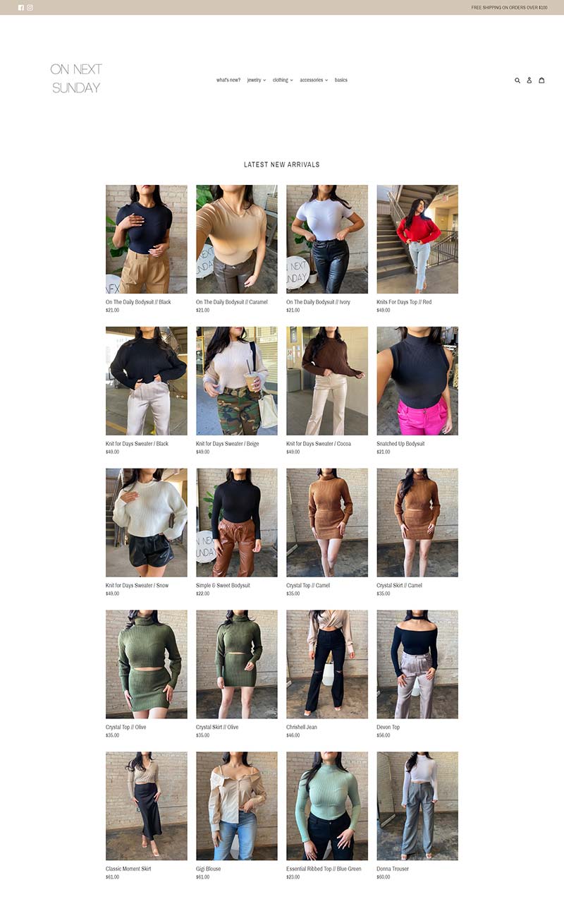 On next sunday 美国女装精品购物商店