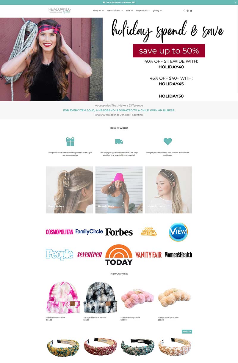 Headbands of Hope 美国慈善发带饰品购物网站