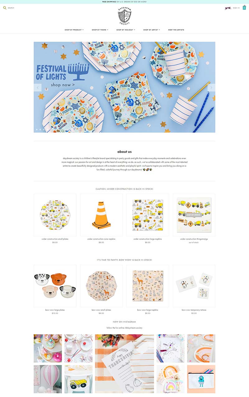 Daydream Society 美国儿童生活方式品牌购物网站