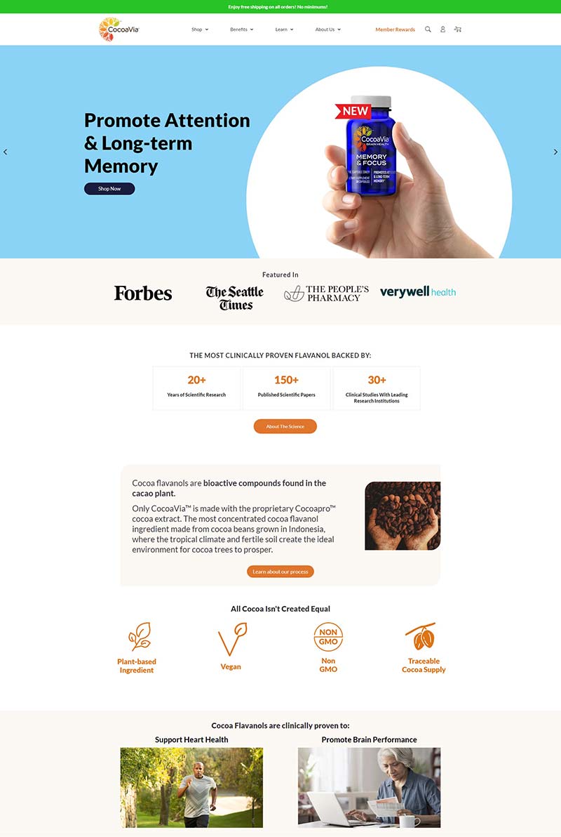 CocoaVia 美国心脏大脑保健品购物网站