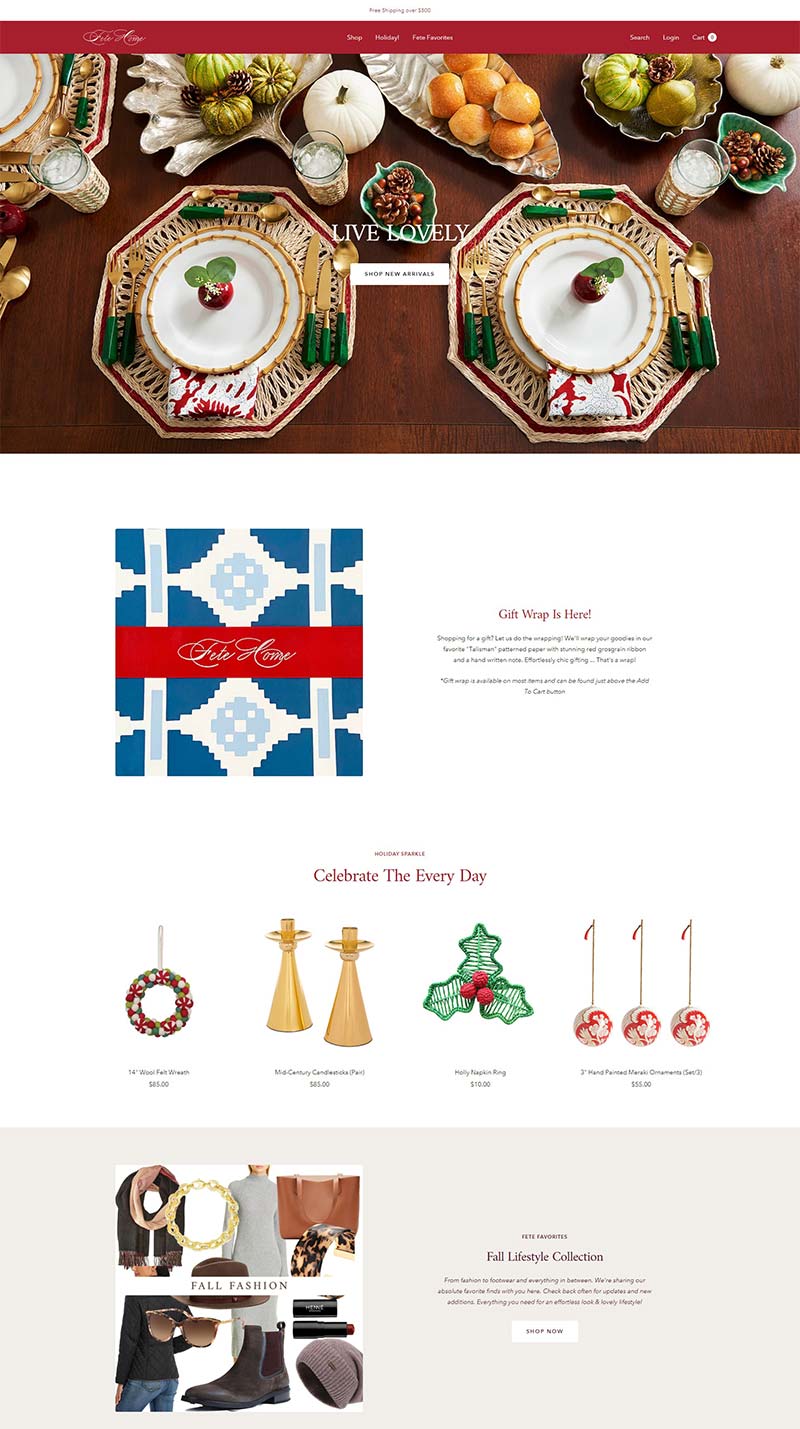 Fete Home 美国奢华餐具装饰品购物网站