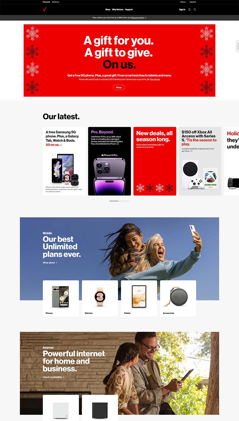 Verizon Wireless 美国无线通信服务订阅网站