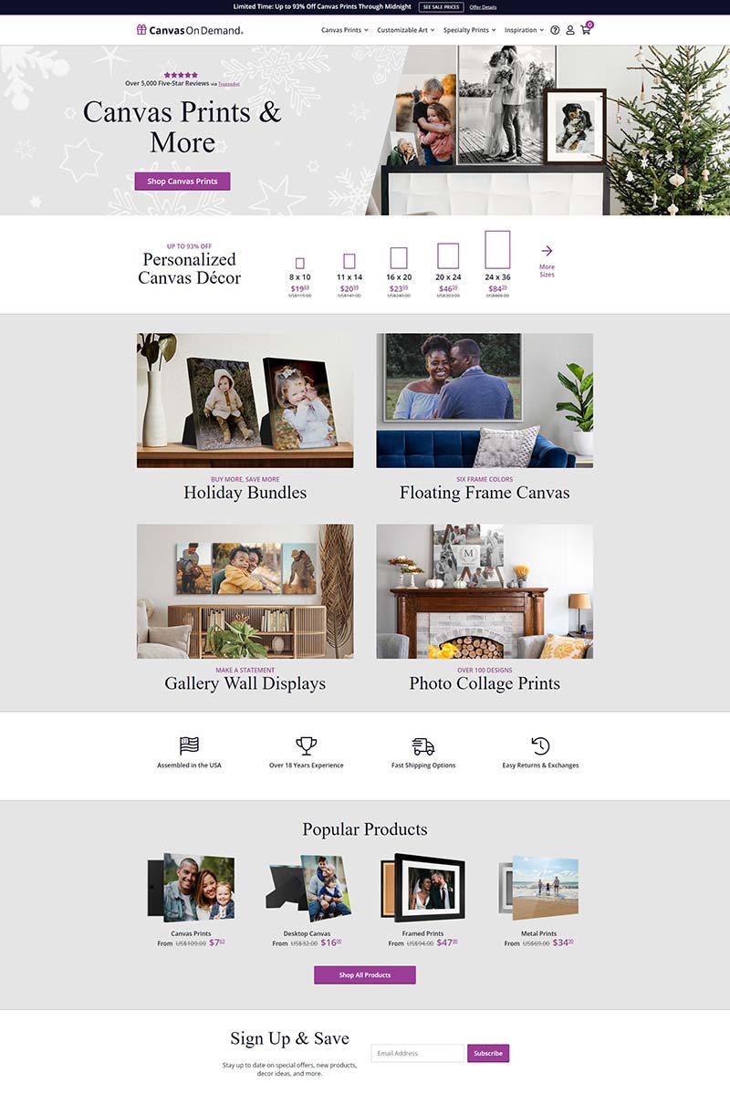 Canvas On Demand 美国印刷装饰品购物网站